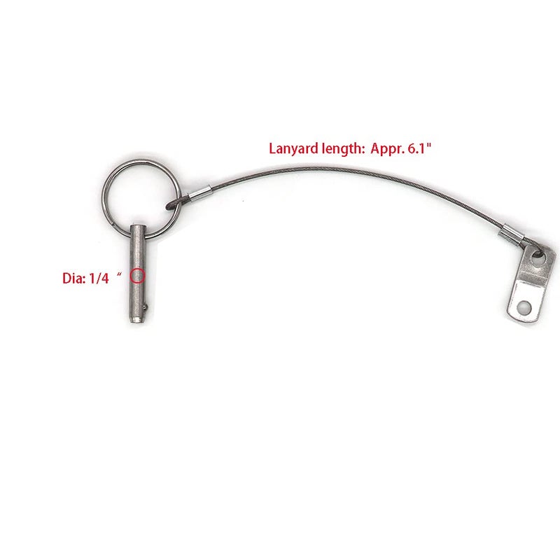 VTurboWay 4 Pack Quick Release Pin 1/4" Diameter w/Lanyard Prevents Loss, Full 316 Stainless Steel, Bimini Top Pin, Marine Hardware, All Parts are Made of 316 Stainless Steel - Image 3